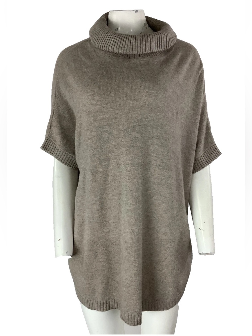 Nordstrom Collection One Size 100% Cashmere Cowl Neck Tunic Sweater Tan